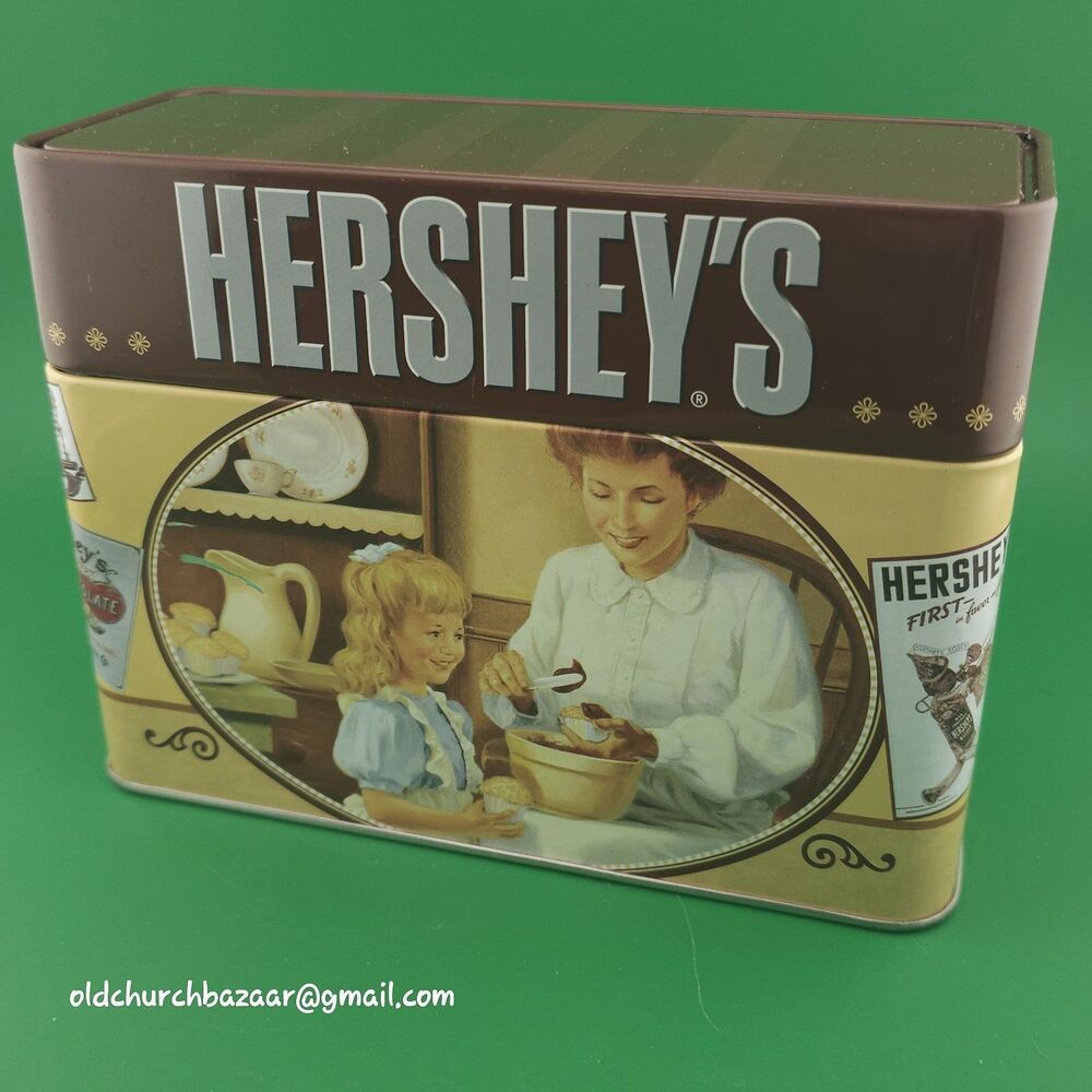 Vintage Hershey's Chocolate Kisses Tin Hinged Lid Complete w Dividers & Recipes